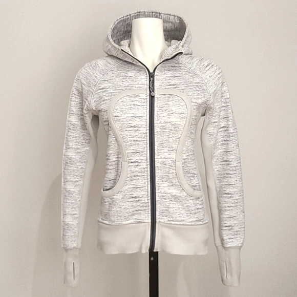 Lululemon Heathered Grey Scuba Hoodie Thumbholes Size 6 - Picture 1 of 10